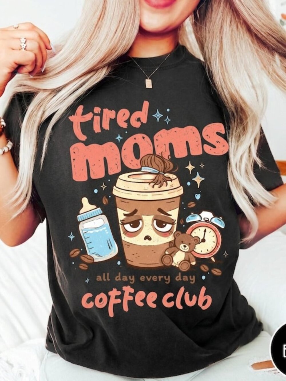 Tired Moms Coffee Club Shirt, Funny Retro Coffee Lover Tee